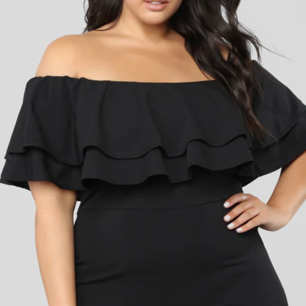 Black Ruffle Jumpsuit (Large) - Picture 7 of 7